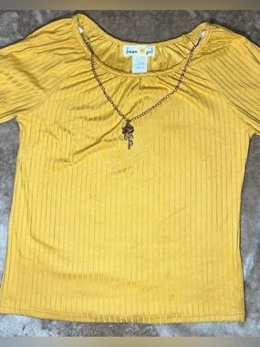 Dreamgirl Ribbed Short Sleeve Top in Mustard Yellow